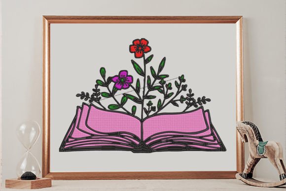 Book and Flower: A Thoughtful Embroidery Design for Personalized Gifts