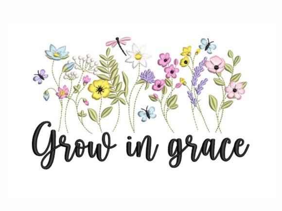 Grow in Grace Flowers: A Thoughtful Embroidery Design for School-Themed Products